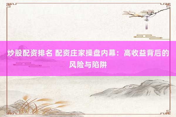 炒股配资排名 配资庄家操盘内幕：高收益背后的风险与陷阱
