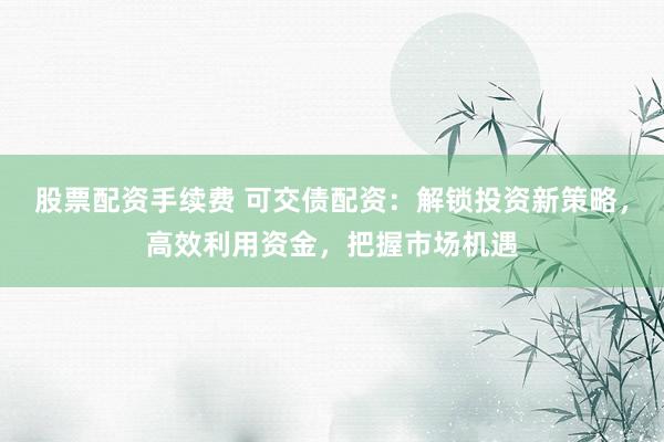 股票配资手续费 可交债配资：解锁投资新策略，高效利用资金，把握市场机遇