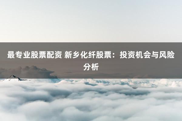 最专业股票配资 新乡化纤股票：投资机会与风险分析