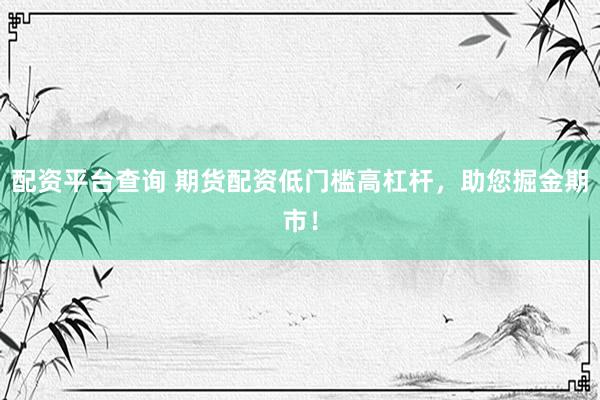 配资平台查询 期货配资低门槛高杠杆，助您掘金期市！