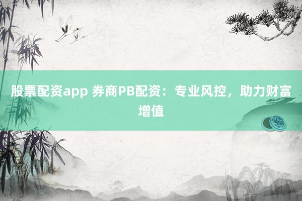 股票配资app 券商PB配资：专业风控，助力财富增值