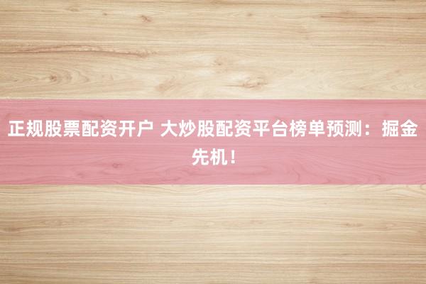 正规股票配资开户 大炒股配资平台榜单预测：掘金先机！