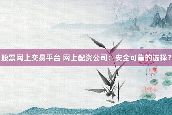 股票网上交易平台 网上配资公司：安全可靠的选择？