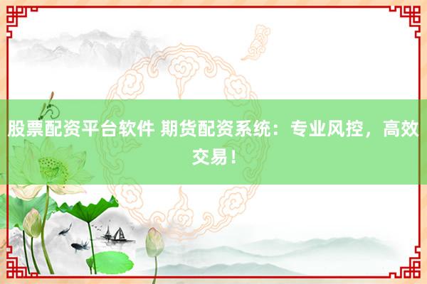 股票配资平台软件 期货配资系统:专业风控,高效交易!
