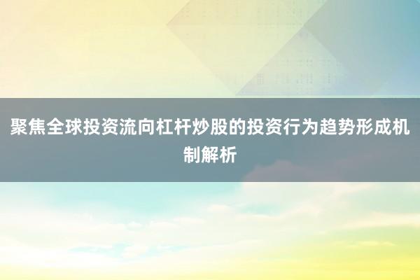 聚焦全球投资流向杠杆炒股的投资行为趋势形成机制解析