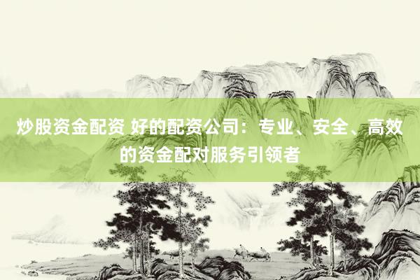 炒股资金配资 好的配资公司：专业、安全、高效的资金配对服务引领者