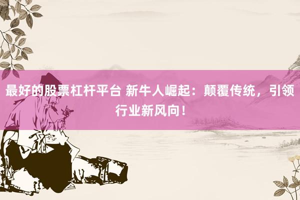 最好的股票杠杆平台 新牛人崛起：颠覆传统，引领行业新风向！