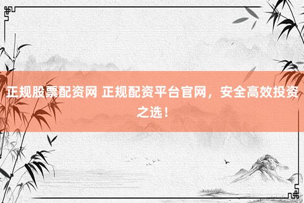 正规股票配资网 正规配资平台官网，安全高效投资之选！